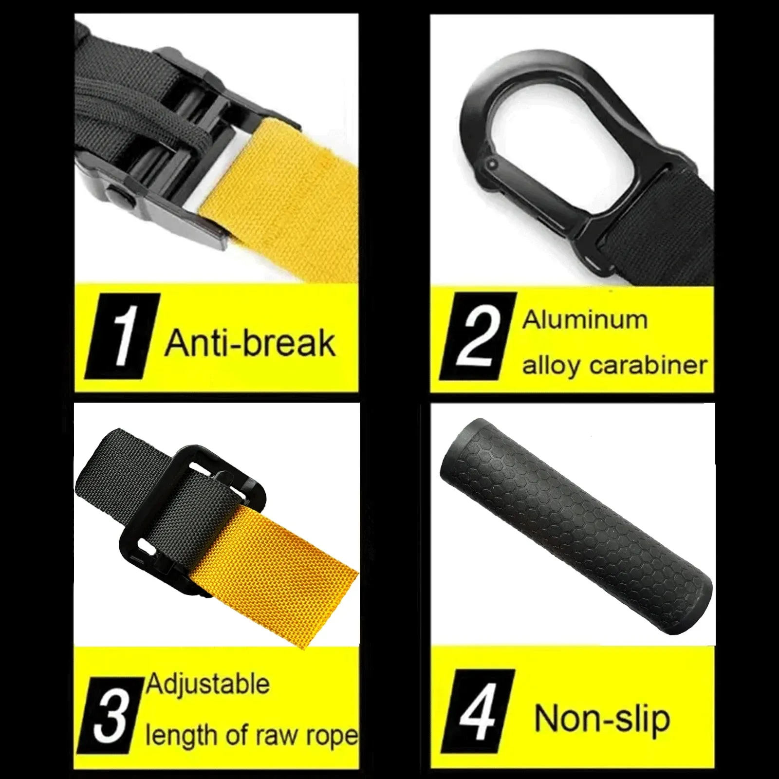 Suspension Trainer System Hanging Training Strap Home Gym Equipment or Outdoor Workout Adjustble Yoga Belt Wall Mount Band