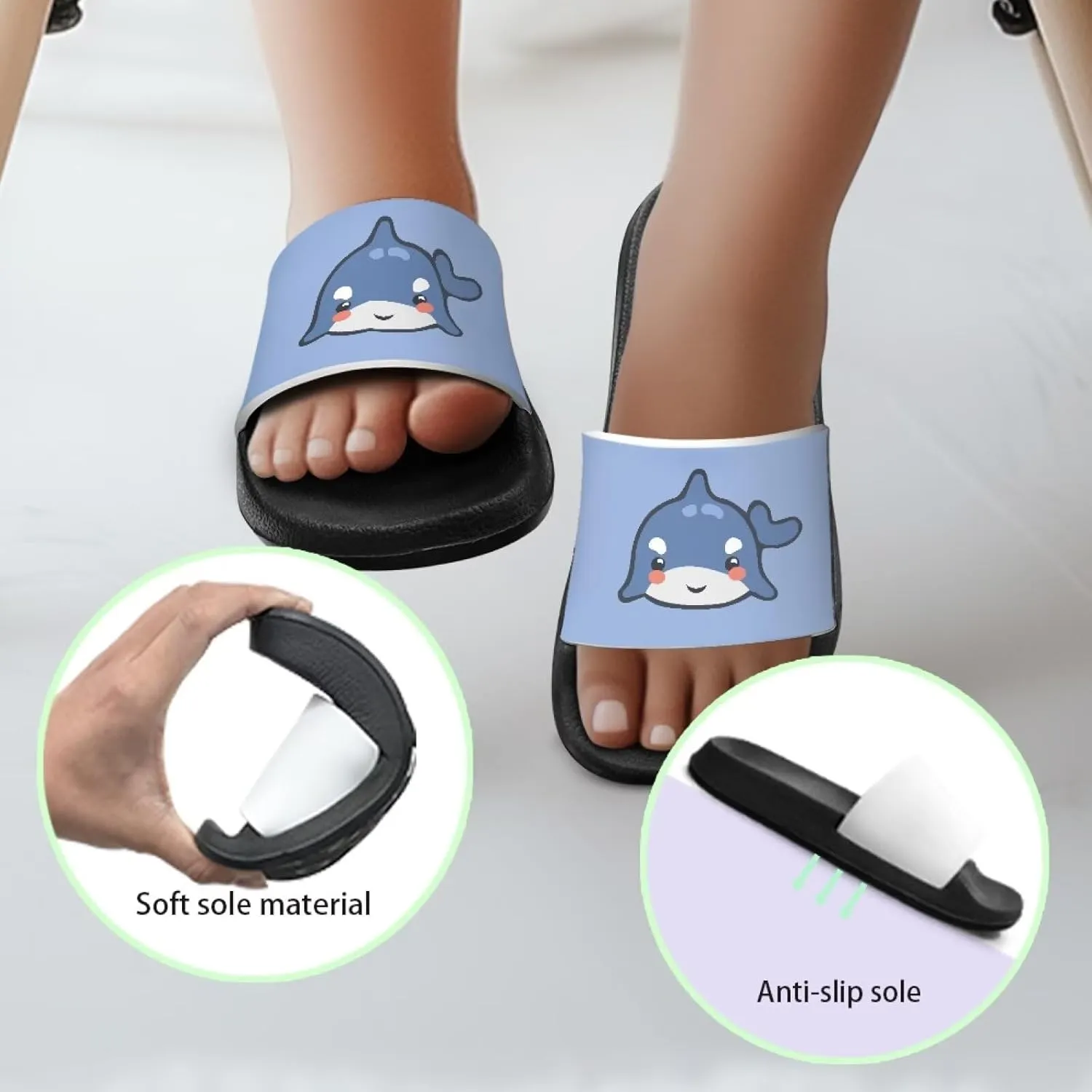 Toddler Sandals Comfy Sport Slides Non-slip Beach Slides Garden Slip On Shoes Water Friendly Bath Slippers