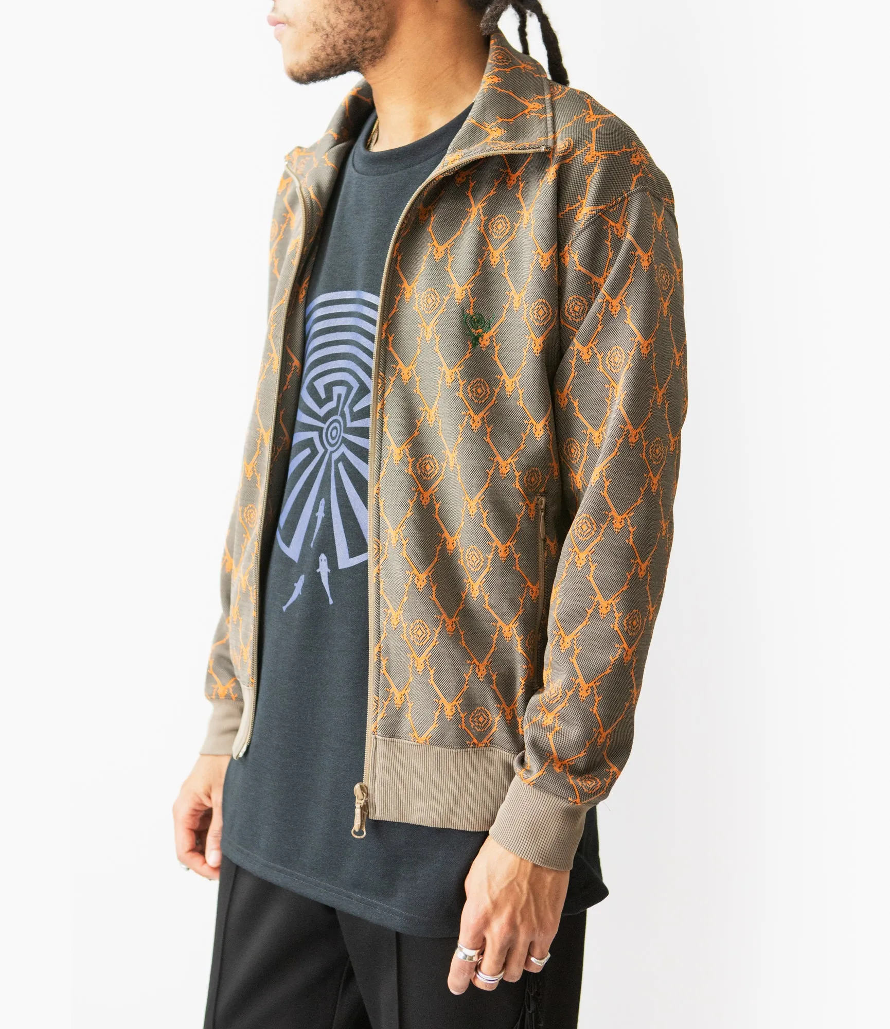 Trainer Jacket – Orange Skull & Target Jacquard