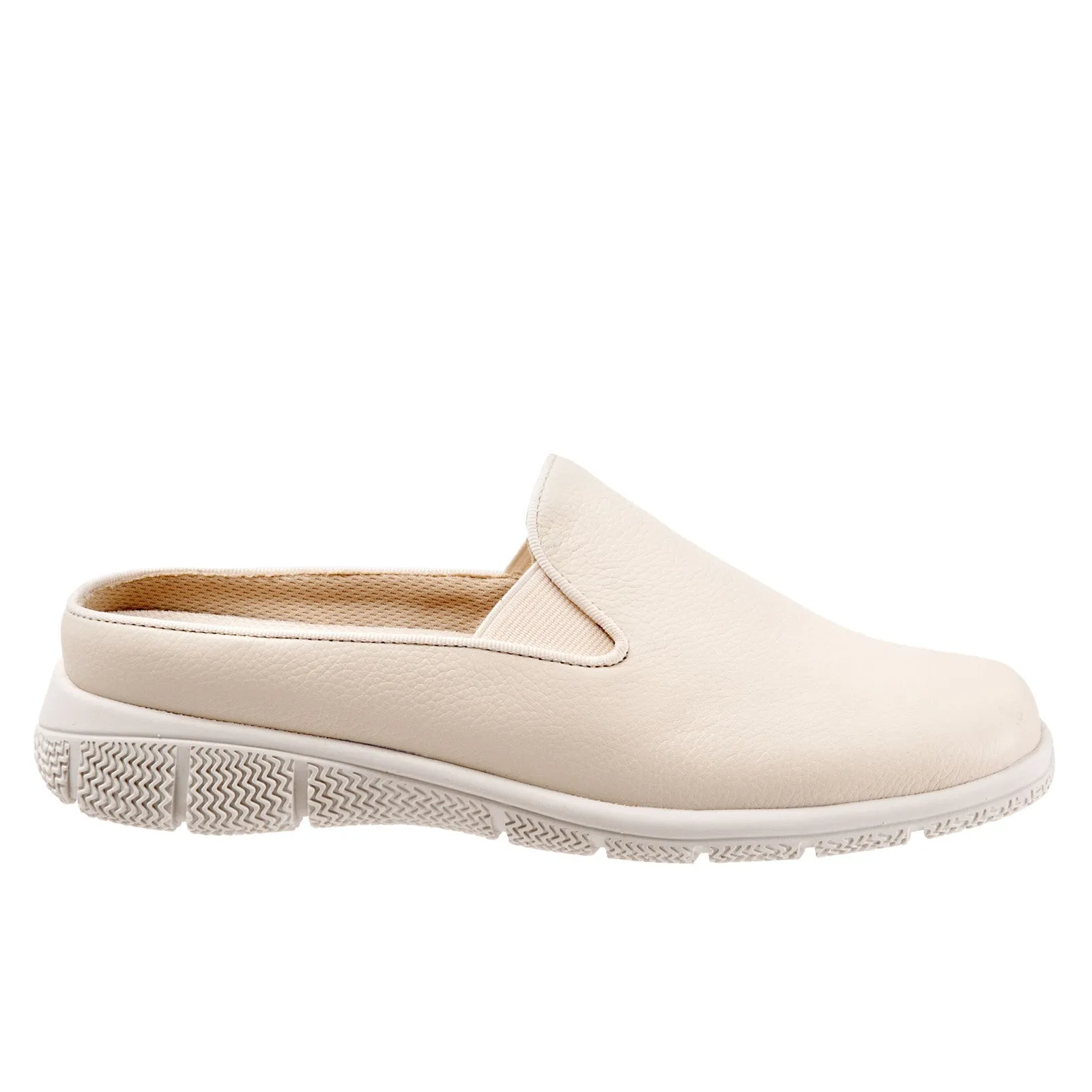 Trotters Uma T2238-126 Womens Beige Narrow Leather Slip On Mule Flats Shoes
