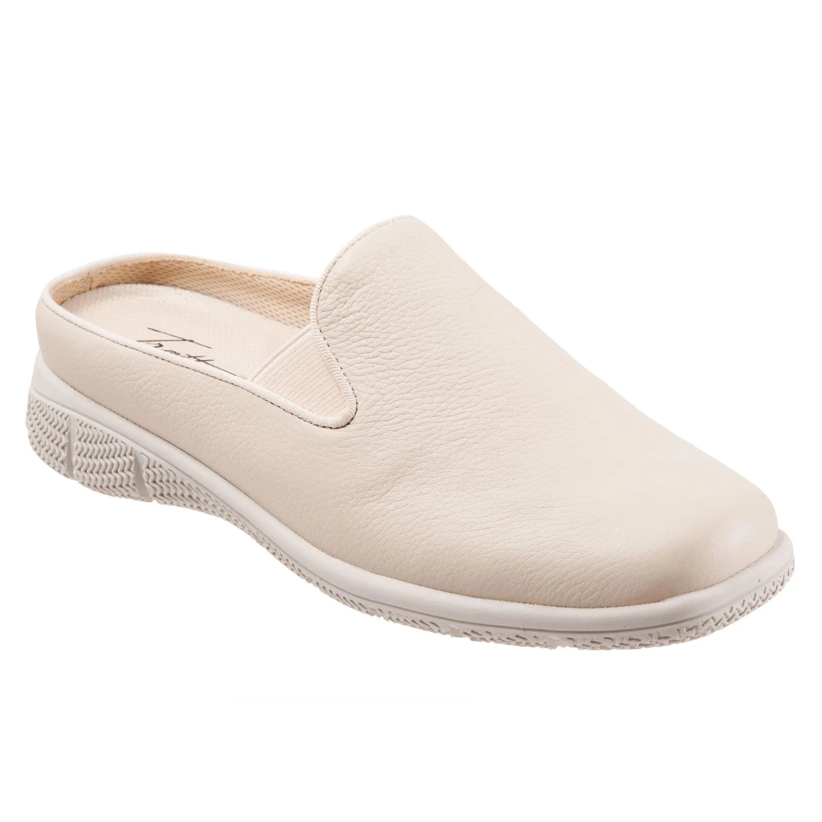 Trotters Uma T2238-126 Womens Beige Narrow Leather Slip On Mule Flats Shoes