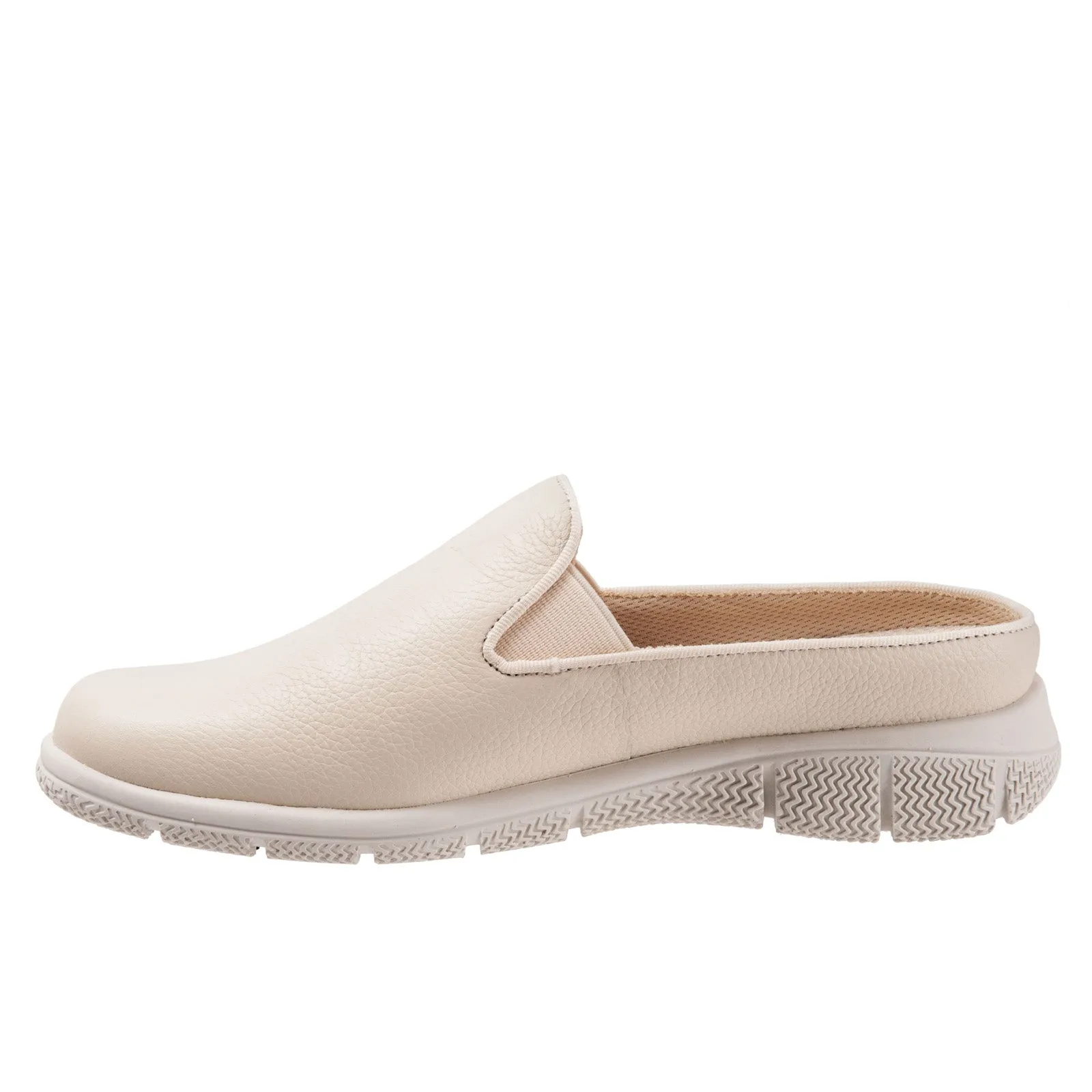 Trotters Uma T2238-126 Womens Beige Narrow Leather Slip On Mule Flats Shoes
