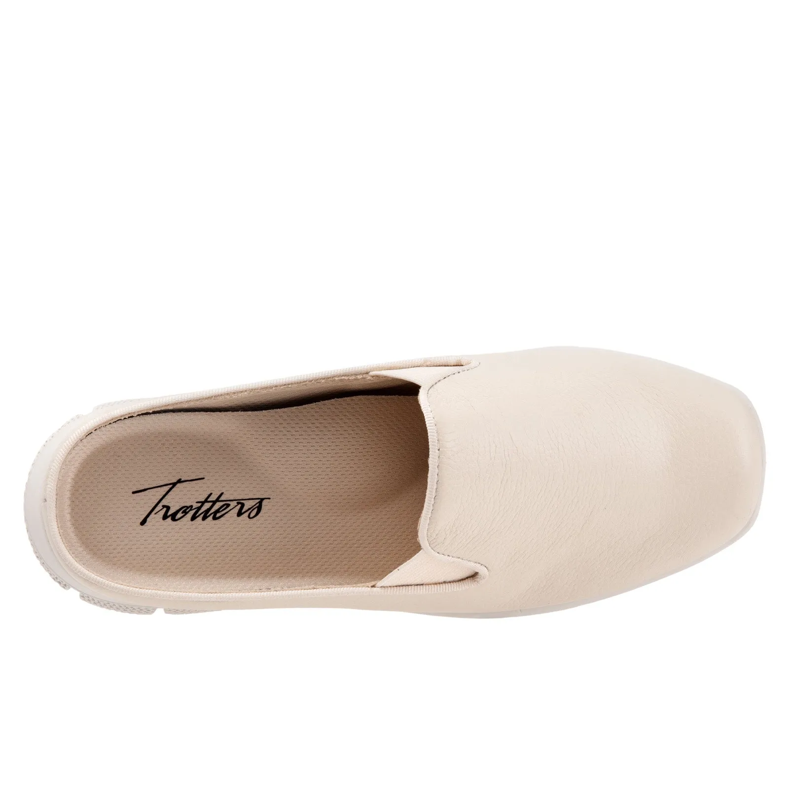 Trotters Uma T2238-126 Womens Beige Narrow Leather Slip On Mule Flats Shoes