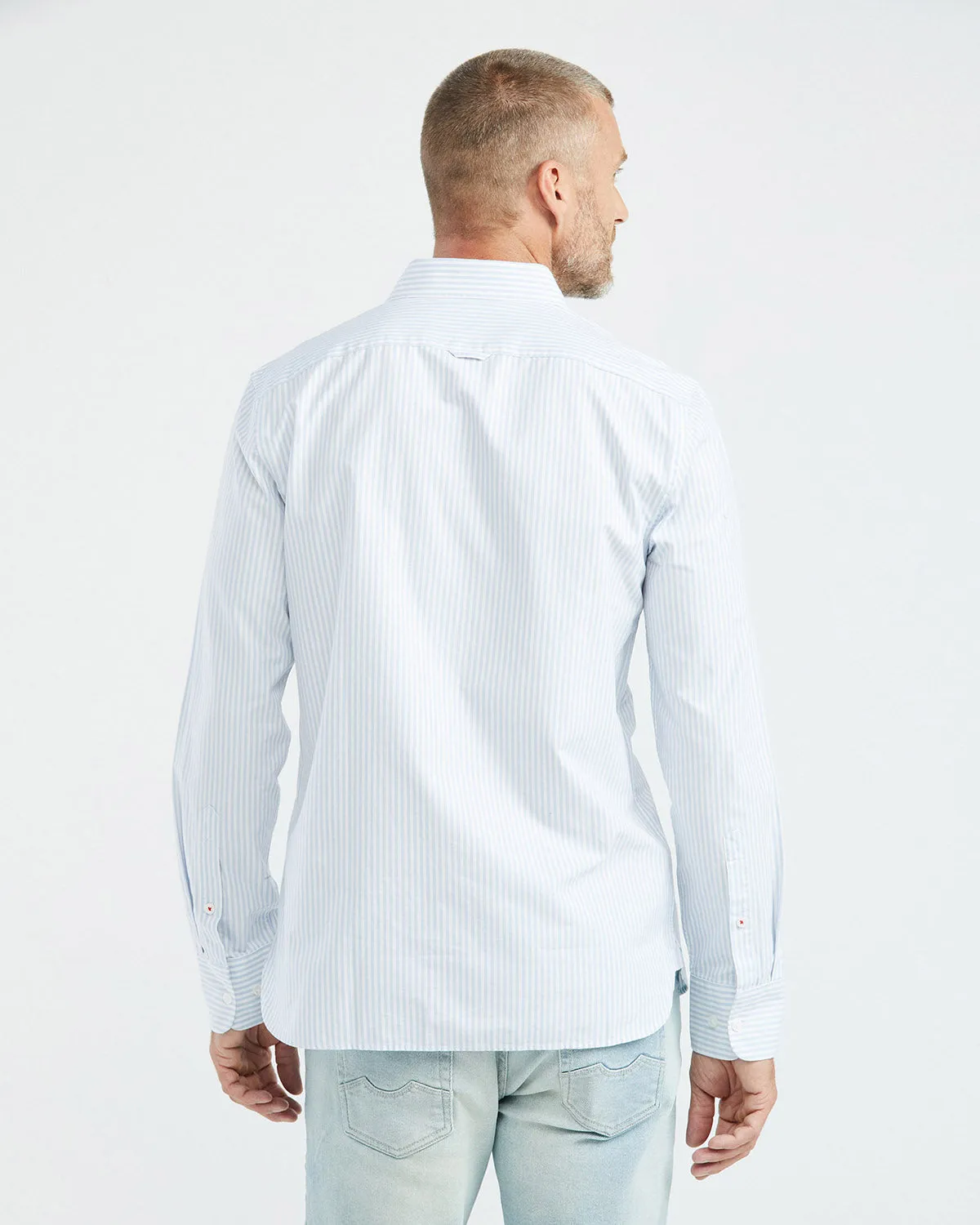 WHITE STRIPED COTTON OXFORD SHIRT