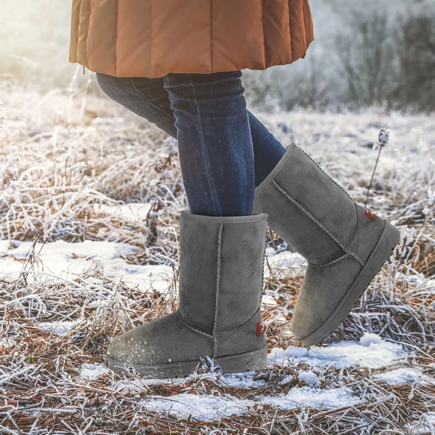 Winter Boots for Women, Classic Mid-Calf Snow Boots, Waterproof Warm Fur Lining Fashion Winter Boots for Women Girls Ladies Outdoor, Slip on & Comfortable, Anti-Slip, Size: 5-10 US