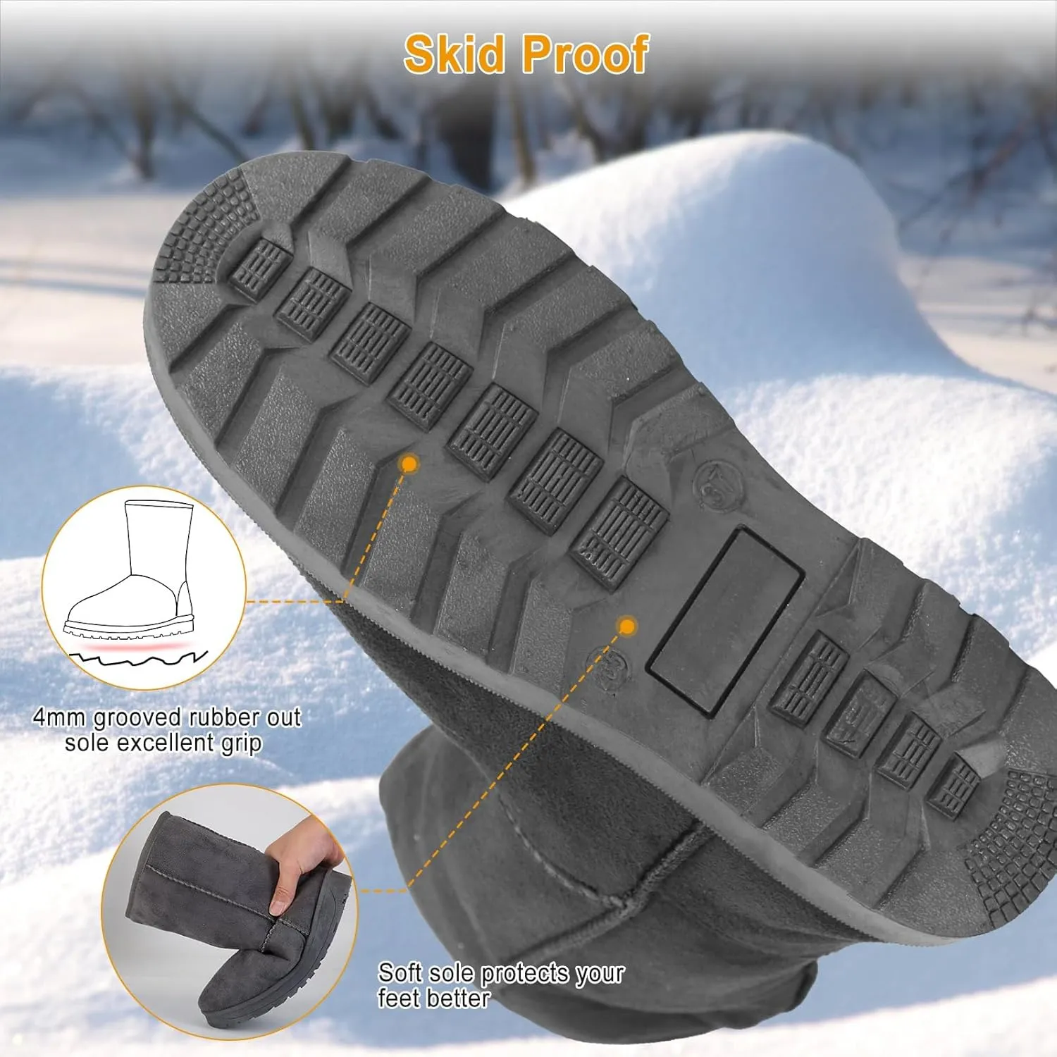 Winter Boots for Women, Classic Mid-Calf Snow Boots, Waterproof Warm Fur Lining Fashion Winter Boots for Women Girls Ladies Outdoor, Slip on & Comfortable, Anti-Slip, Size: 5-10 US