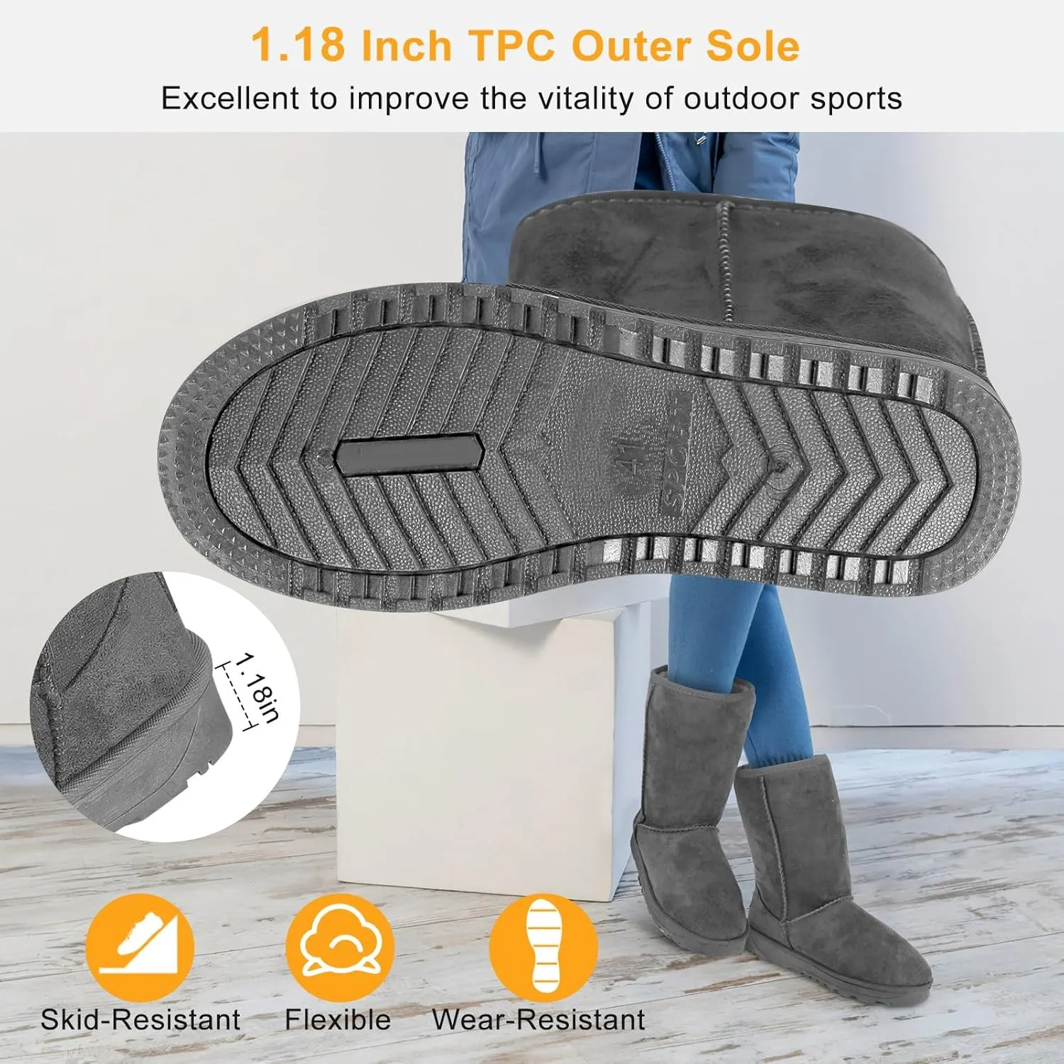 Winter Boots for Women, Classic Mid-Calf Snow Boots, Waterproof Warm Fur Lining Fashion Winter Boots for Women Girls Ladies Outdoor, Slip on & Comfortable, Anti-Slip, Size: 5-10 US
