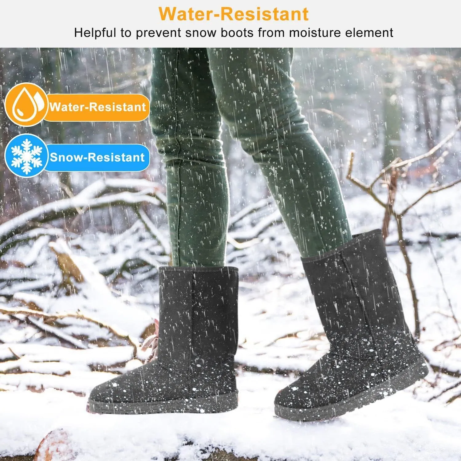 Winter Boots for Women, Classic Mid-Calf Snow Boots, Waterproof Warm Fur Lining Fashion Winter Boots for Women Girls Ladies Outdoor, Slip on & Comfortable, Anti-Slip, Size: 5-10 US