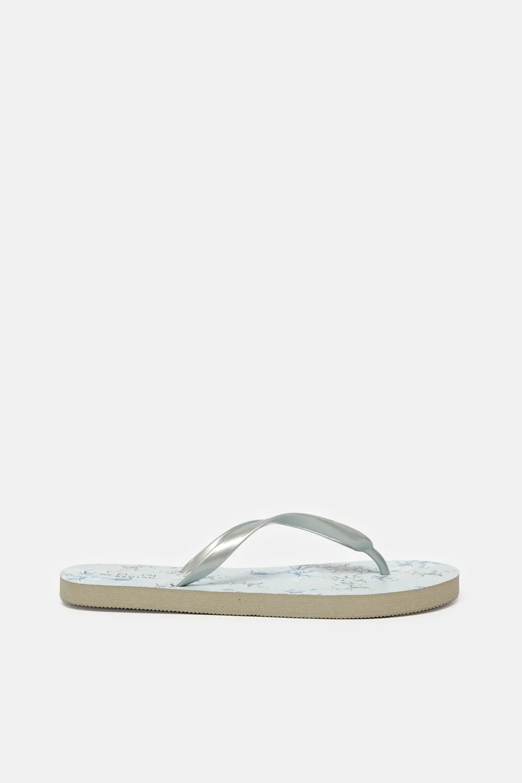 Women Grey Floral Flip-Flop