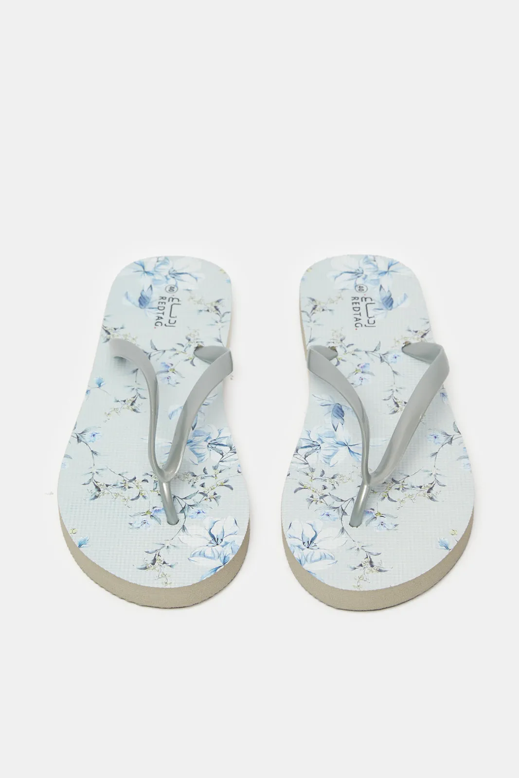 Women Grey Floral Flip-Flop
