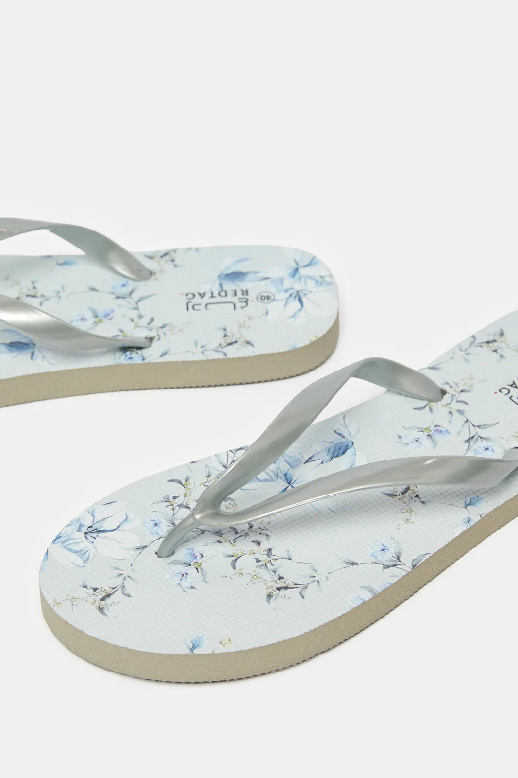 Women Grey Floral Flip-Flop