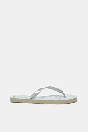 Women Grey Floral Flip-Flop