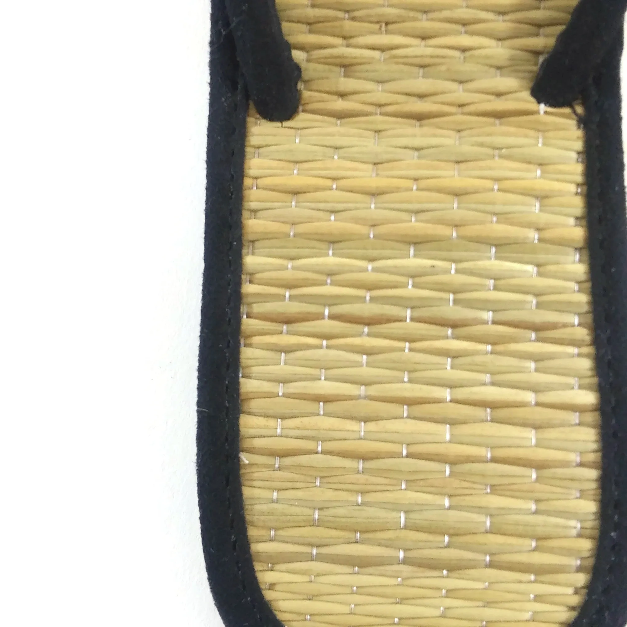 Women's Flat Bamboo Straw Thong Flip Flop Sandals Black