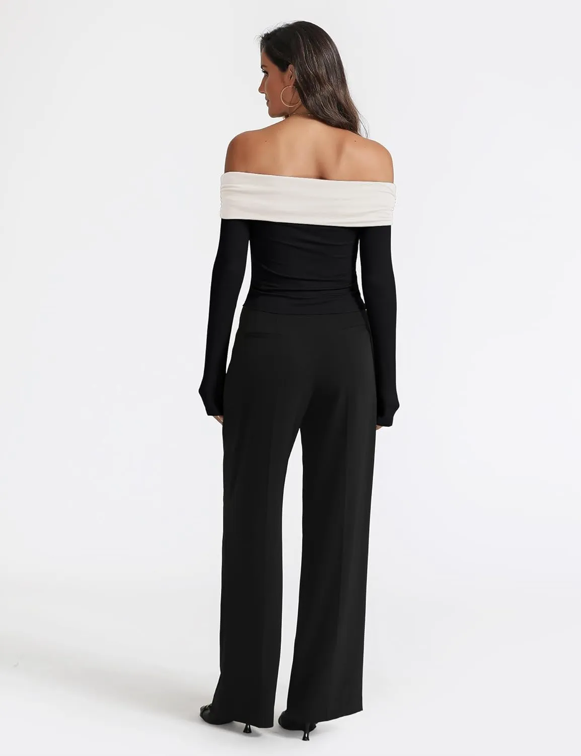 Women's Sexy Off Shoulder Tops Dressy Casual Slim Fit Long Sleeves Spring Fall Blouse Going Out Nightout Shirt