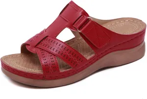 YTINGNICE Orthopedic Sandals for Women Walking Slippers with Arch Support Slip On Slides,Summer Casual Dressy Wedge Platform Sandals Shoes,Breathable Vintage Flip Flop Sandals