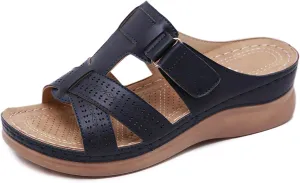 YTINGNICE Orthopedic Sandals for Women Walking Slippers with Arch Support Slip On Slides,Summer Casual Dressy Wedge Platform Sandals Shoes,Breathable Vintage Flip Flop Sandals