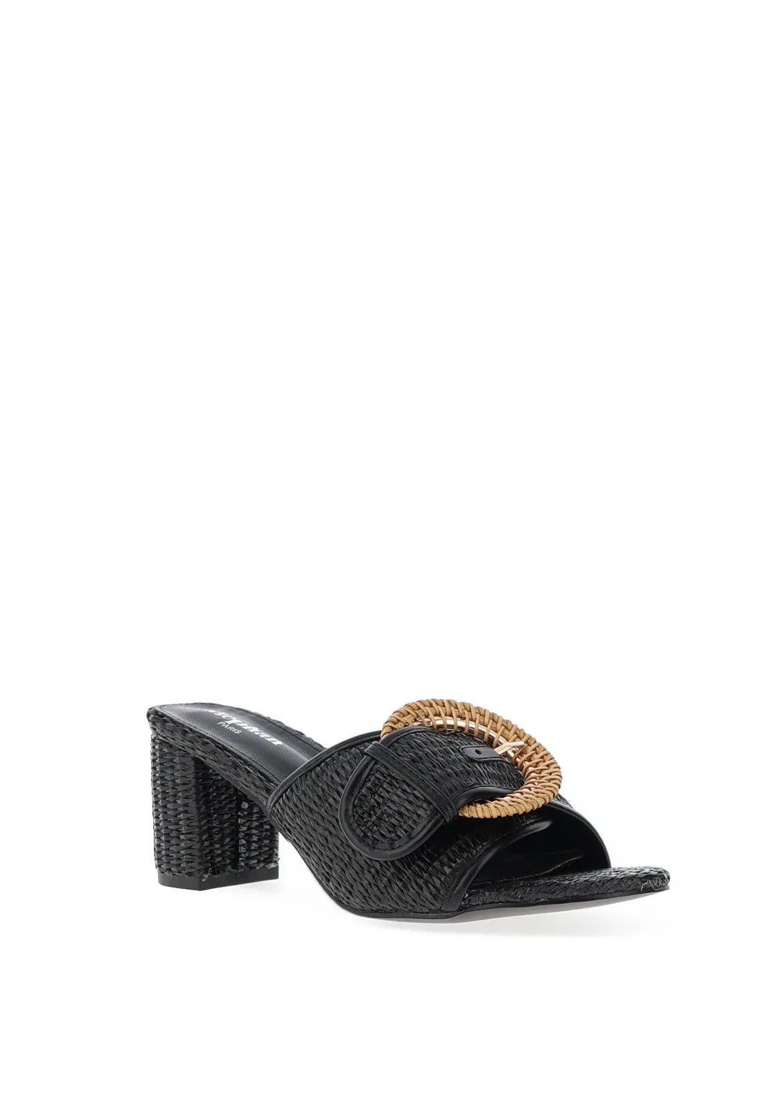 Zen Collection Woven Heeled Mules, Black